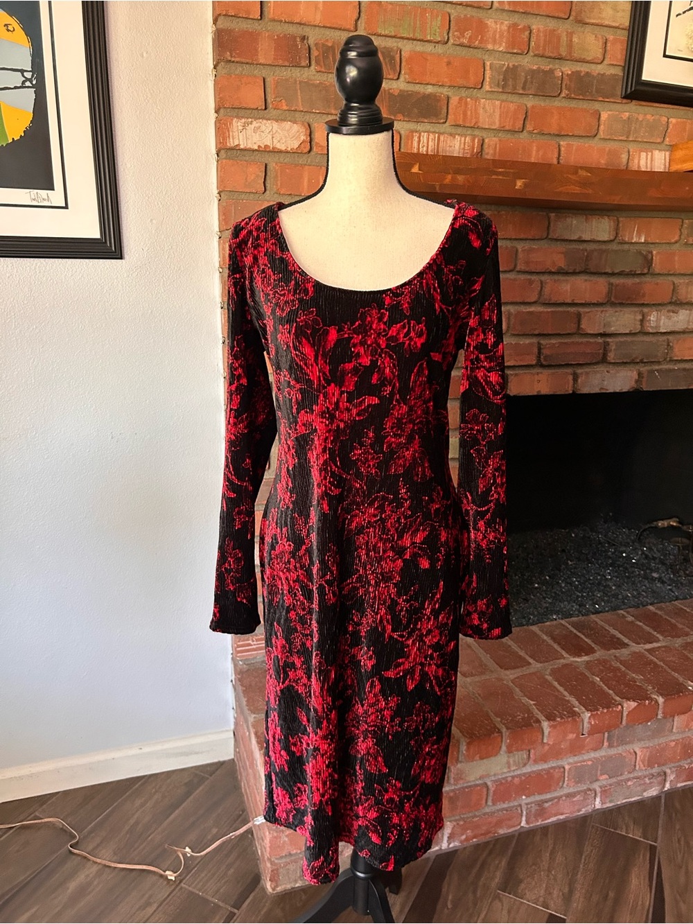Anthropologie HD in Paris Dierdre Velvet Column Dress in Red Sz M - Picture 4 of 9